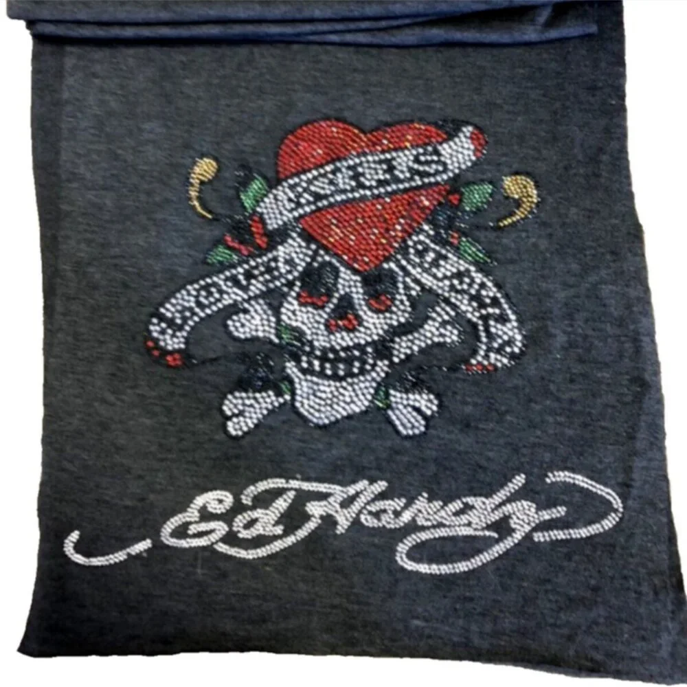 NWOT Vintage Y2K Ed Hardy Rhinestone Scarf Wrap
